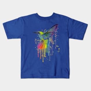 humming bird of watercolor rainbow Kids T-Shirt